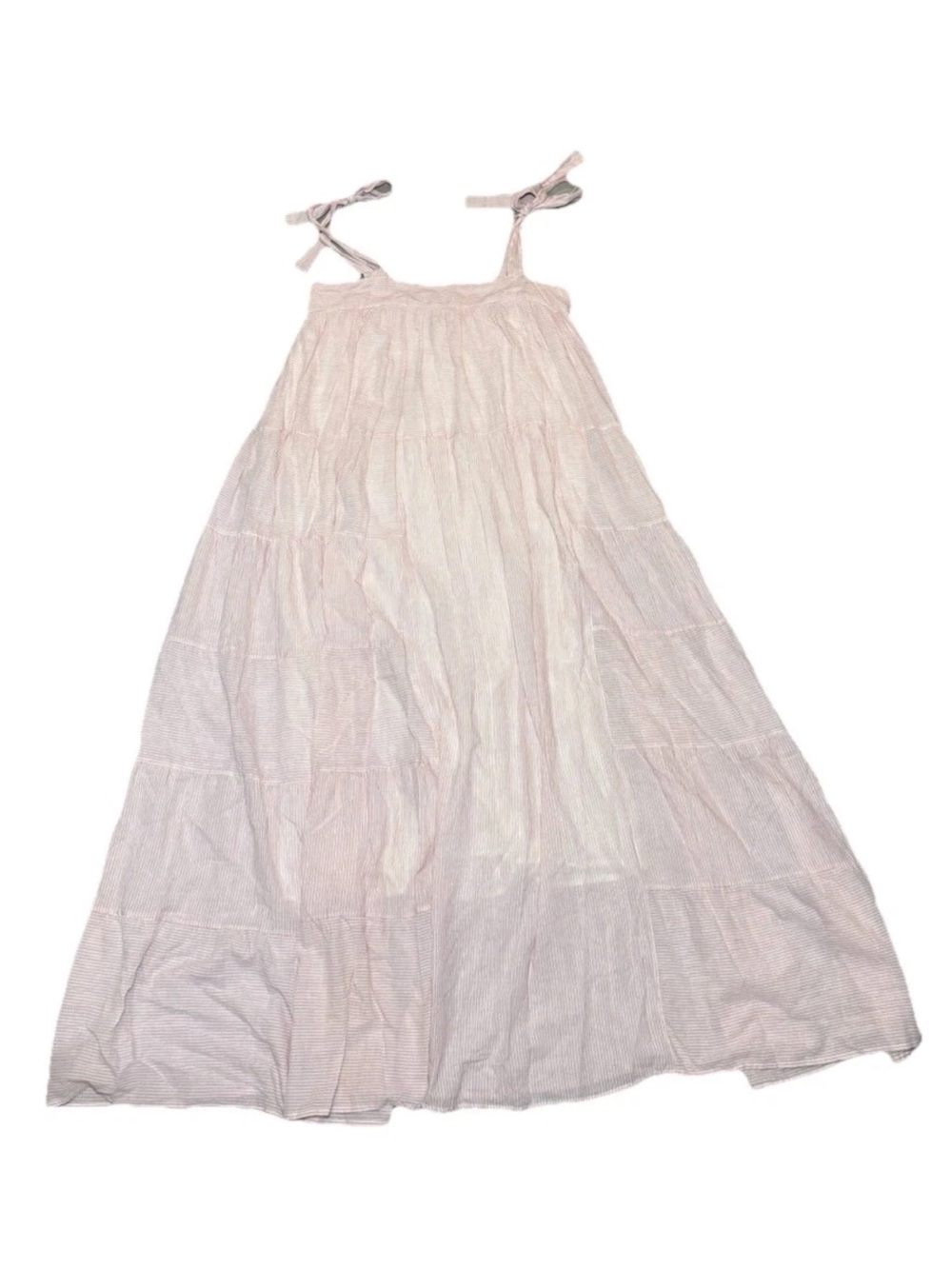AISH Anthropologie Maxi Striped Dress Medium Dola Rayna Blush Pink 100% Cotton